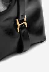 Marcie Shiny Leather Bucket Bag