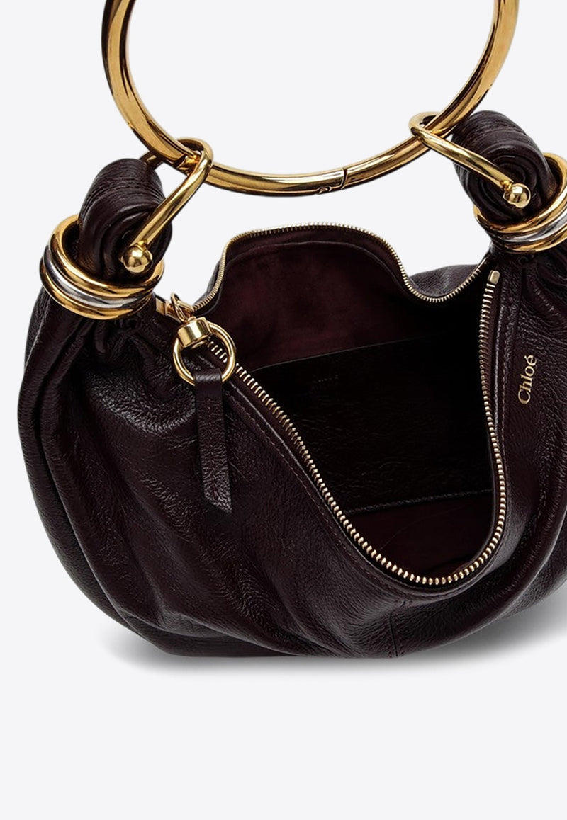 Small Bracelet Hobo Bag in Glossy Leather