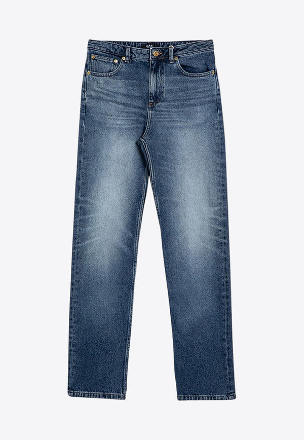 Classic Straight-Leg Washed Jeans