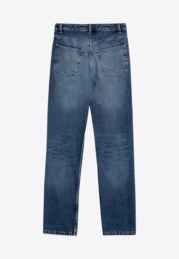 Classic Straight-Leg Washed Jeans