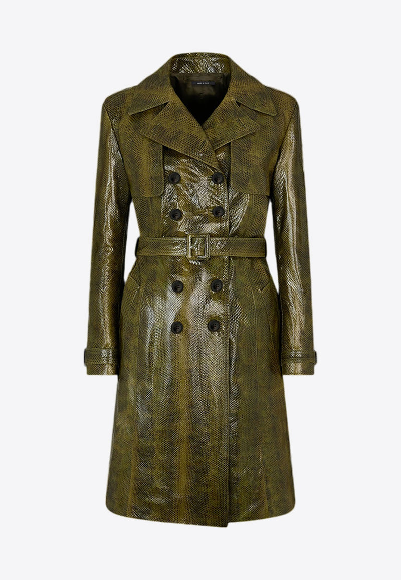 Ayers Print Leather Trench Coat