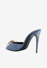 105 Crystal-Embellished Denim Mules