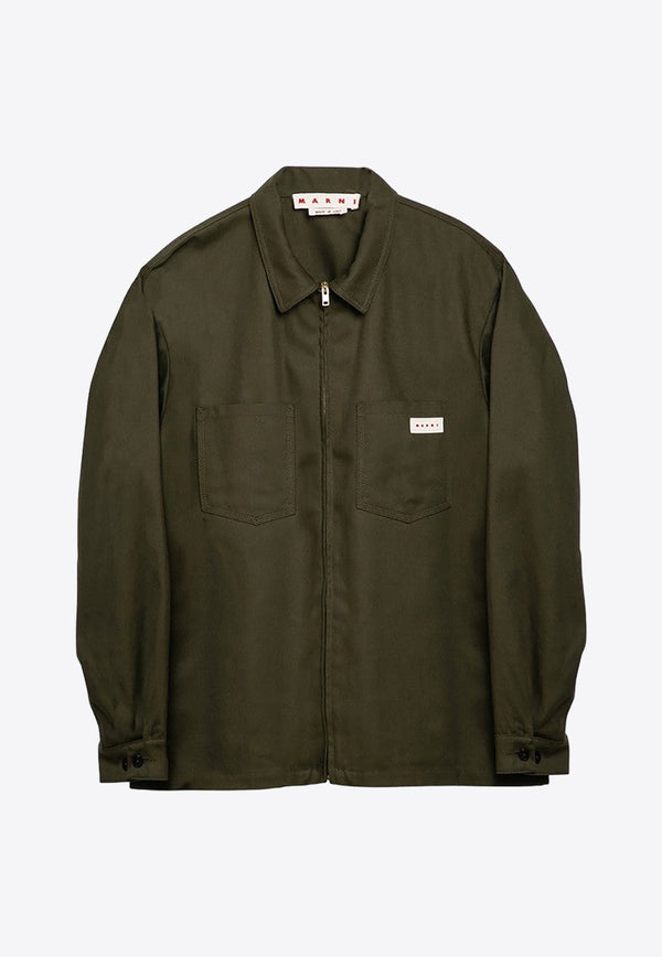 Zip-Up Boxy Overshirt