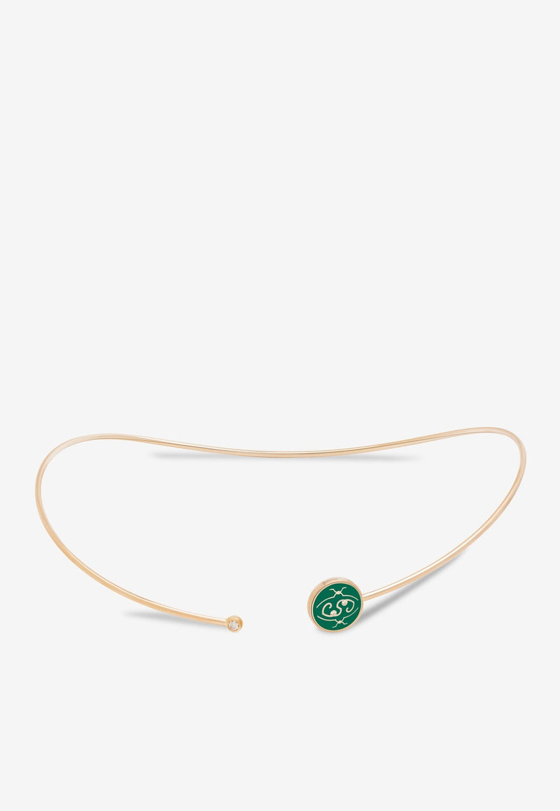 Me Oh Me New Dark Green Astounding 18K Rose Gold Diamond Choker