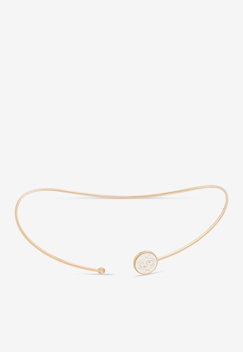 Me Oh Me Pearly Off-White Luminous 18K Rose Gold Diamond Choker