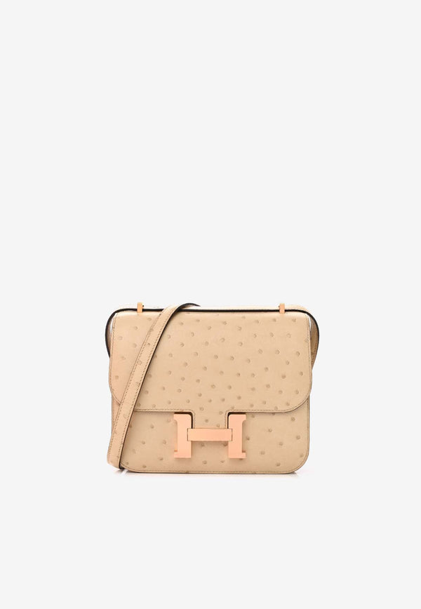 Constance 18 in Parchemin Ostrich Leather with Rose Gold Hardware