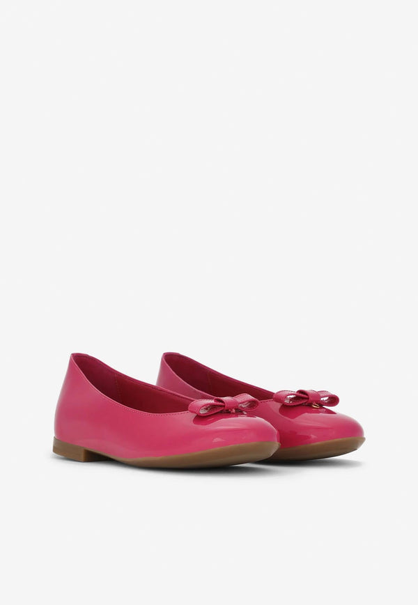 Girls DG Logo Patent Leather Ballet Flats