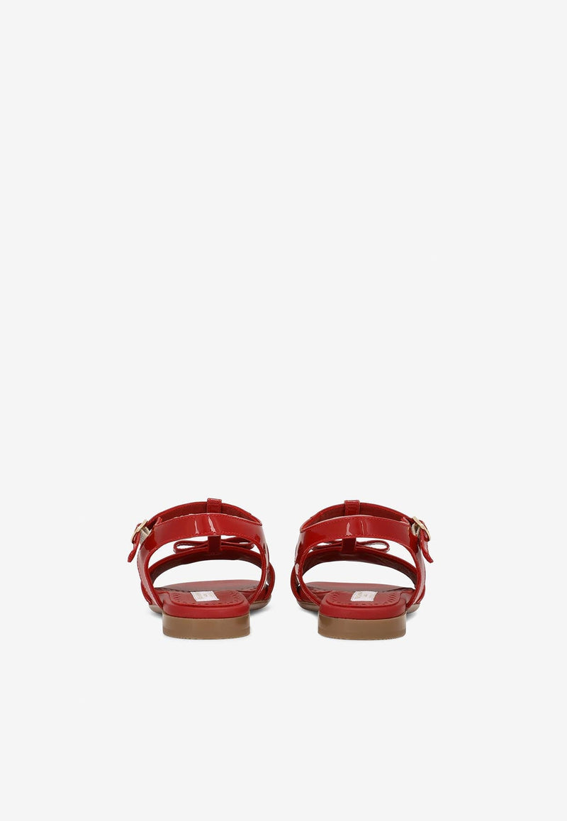 Girls DG Logo Patent Leather Sandals