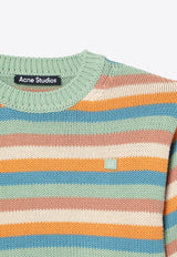 Boys Face Patch Striped Sweater