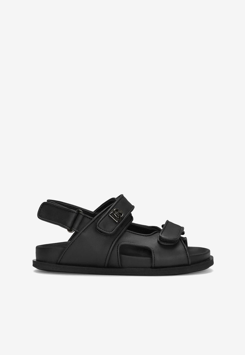 Boys Logo-Plaque Double-Strap Sandals