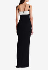 Two-Tone Crepe Maxi Dress