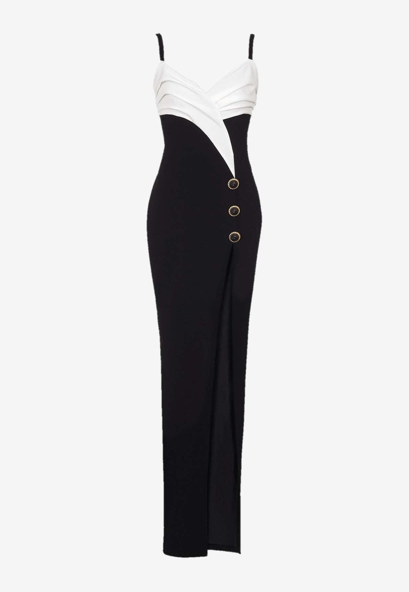 Two-Tone Crepe Maxi Dress