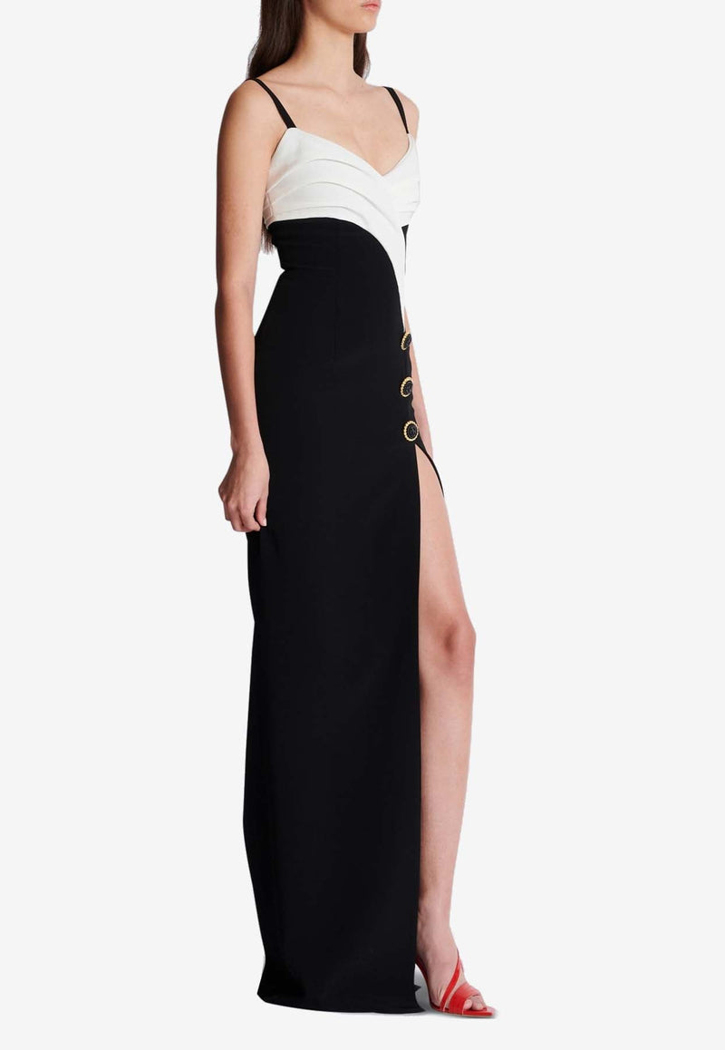 Two-Tone Crepe Maxi Dress