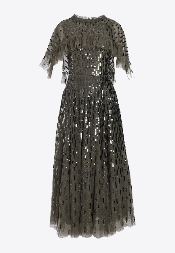 Sequin Dash Cape Maxi Dress