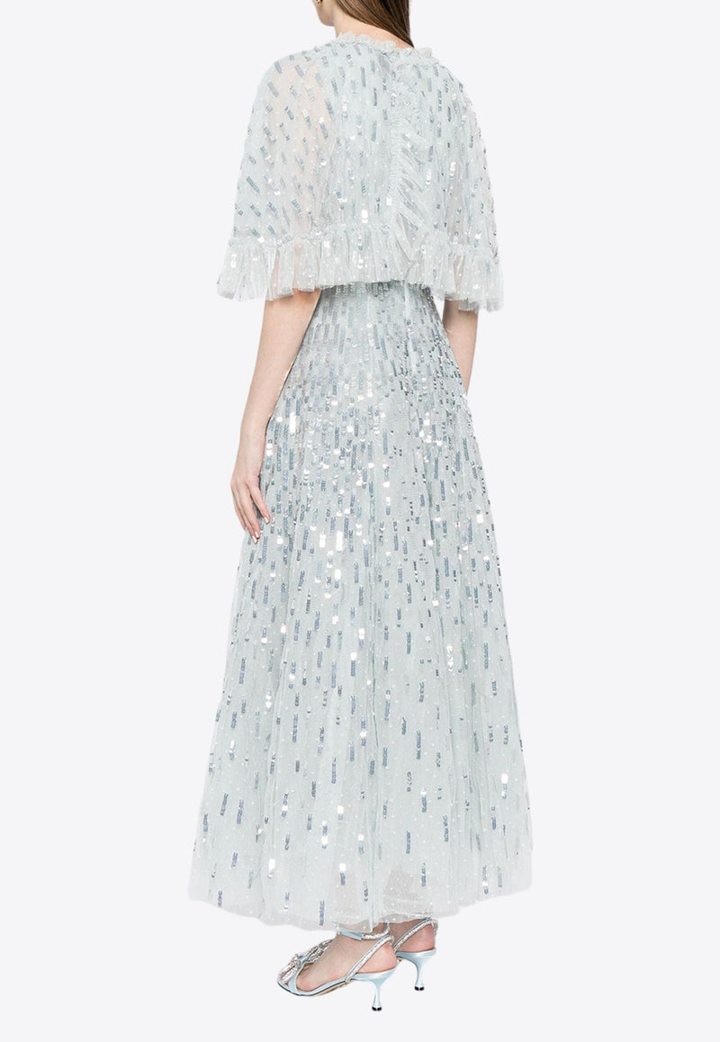 Sequin Dash Cape Maxi Dress