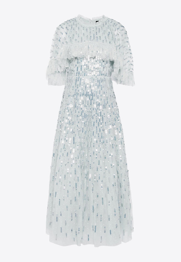 Sequin Dash Cape Maxi Dress