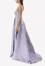 The Keeva Lurex Floral A-line Gown