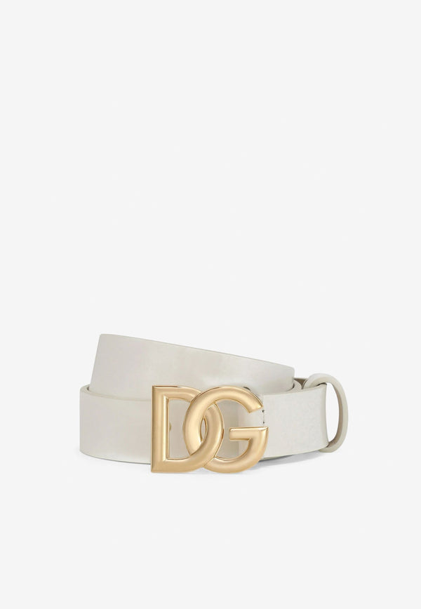 Girls DG Logo Buckle Belt in Patent Leather