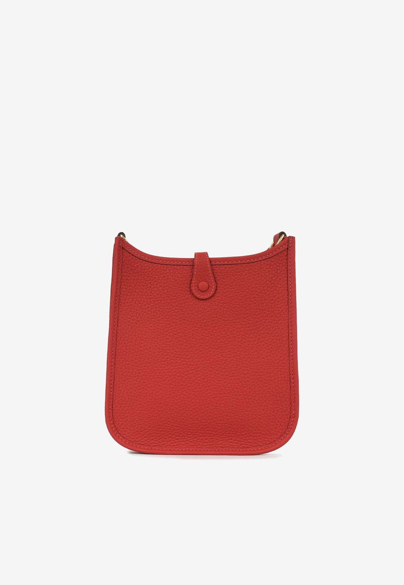 Mini Evelyne 16 in Vermillion Clemence Leather with Gold Hardware