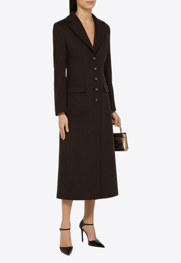 Single-Breasted Wool Cashmere Long Coat
