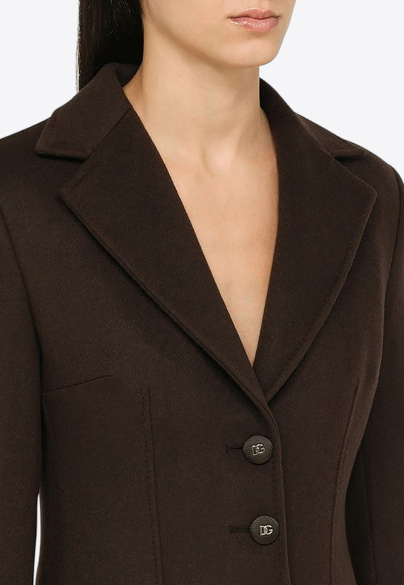 Single-Breasted Wool Cashmere Long Coat