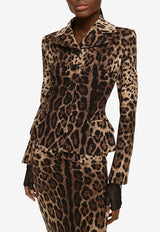 Single-Breasted Leopard Print Blazer