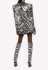 Zebra Print Jacquard Brocade Blazer