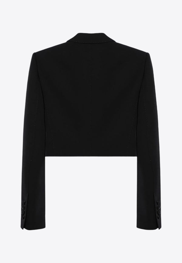 Wool Gabardine Cropped Tuxedo Jacket