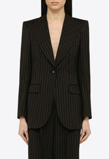 Single-Breasted Pinstriped Blazer in Wool