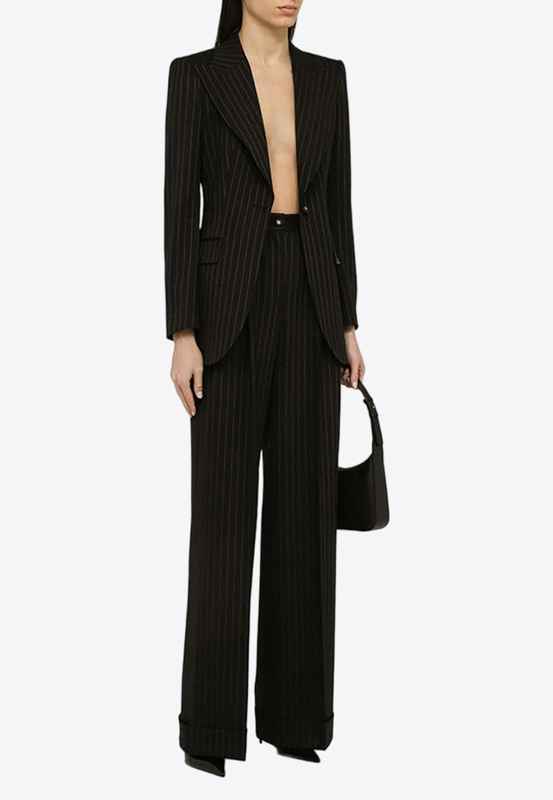 Single-Breasted Pinstriped Blazer in Wool