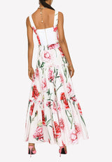 High-Waist Carnation Print Maxi Skirt