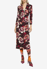 All-Over Floral-Patterned Midi Skirt