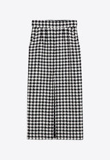 Macro-Houndstooth Midi Skirt