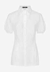 Puff-Sleeved Poplin Shirt