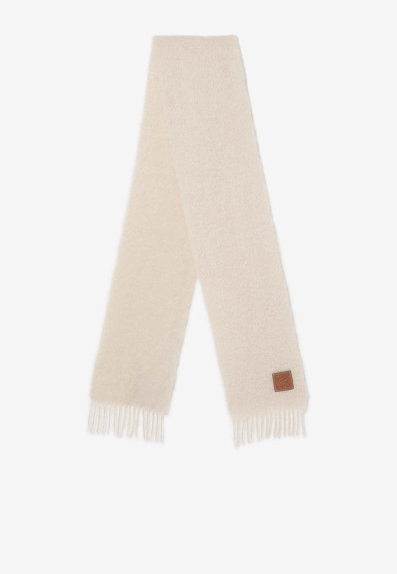 Logo Patch Fringed Mohair Scarf