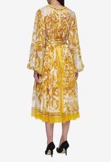 Majolica Print Chiffon Midi Dress