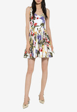 Garden-Print Mini Dress