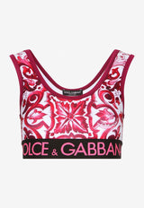 Majolica Print Logo Cropped Top