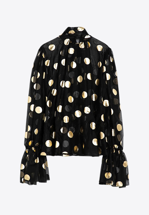 Silk Organza Lamé Polka Dot Blouse