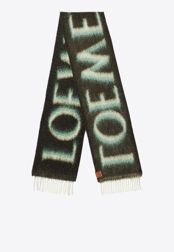 Logo Intarsia Mohair Fringed Scarf