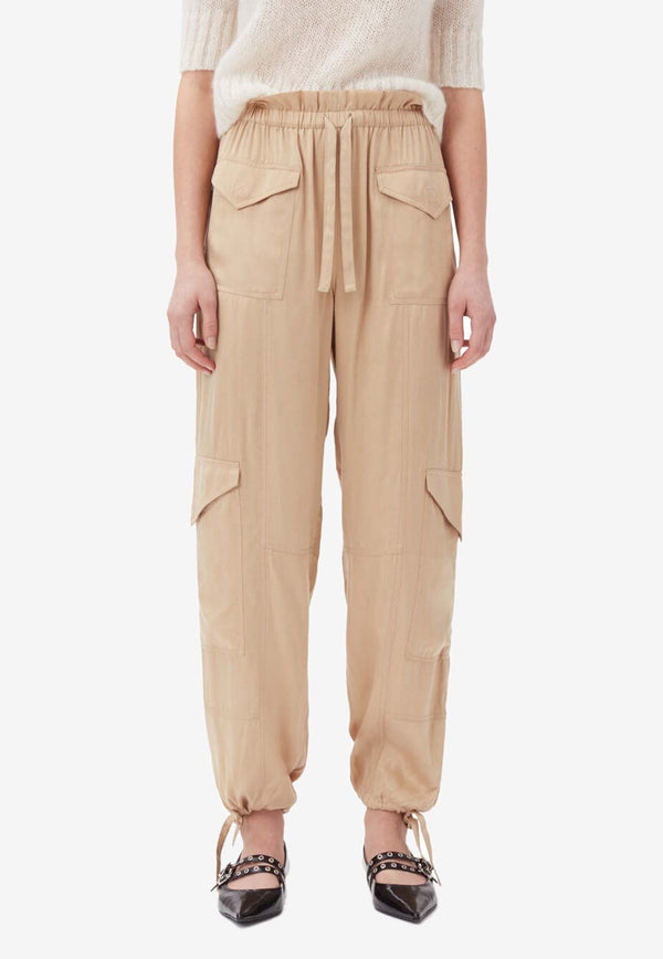 Washed Satin Cargo Pants