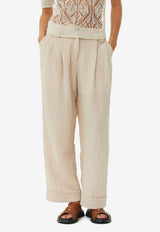 Straight-Leg Textured Pants