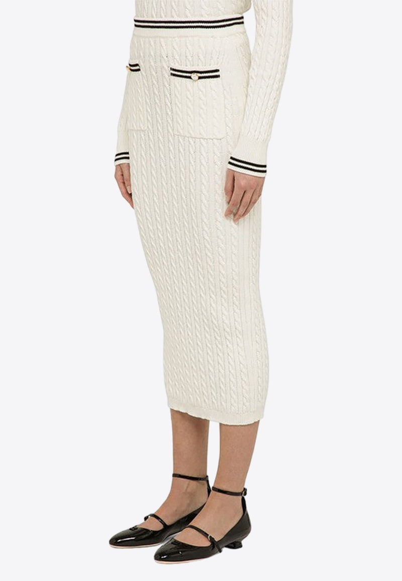 Cable-Knit Midi Pencil Skirt