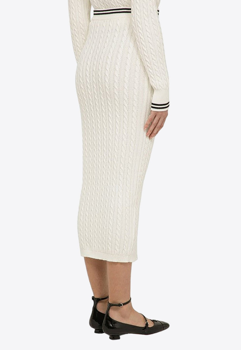 Cable-Knit Midi Pencil Skirt