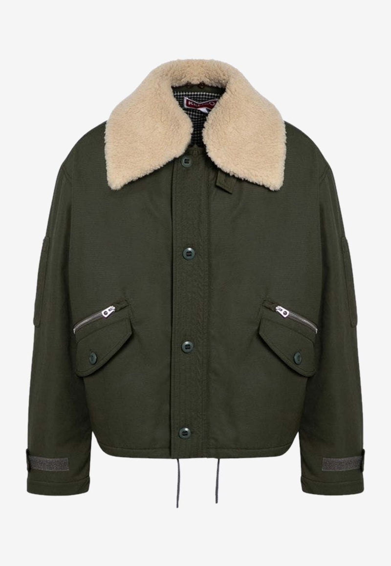 Shearling-Trimmed Army Bomber Jacket