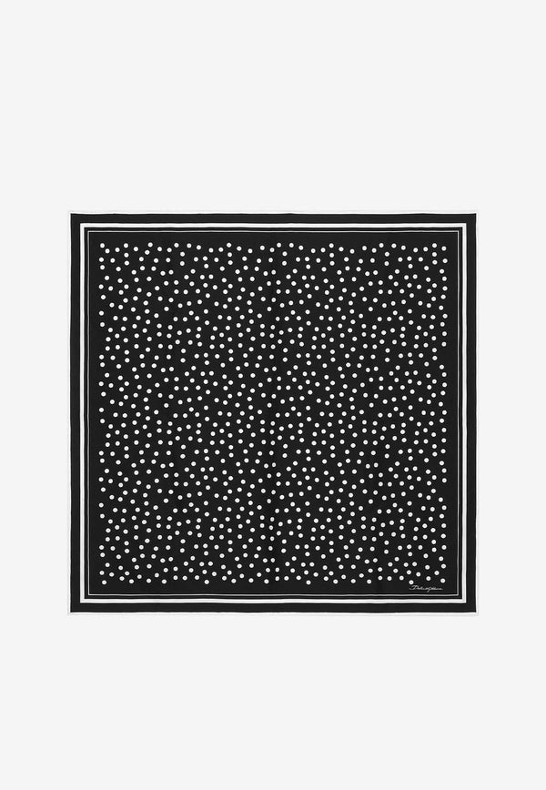 Polka-Dot Print Silk Scarf