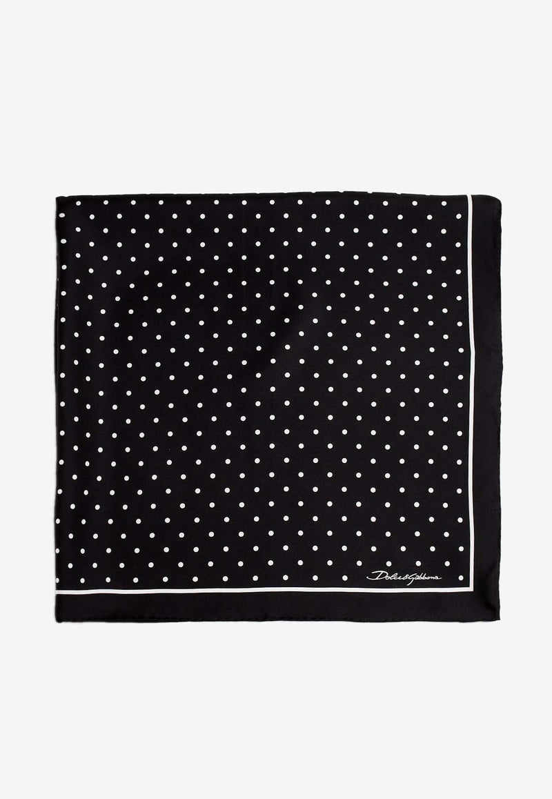 Polka Dot Print Scarf in Silk