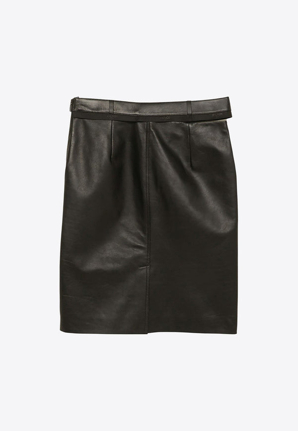 Leather Pencil Skirt with Cut-Out