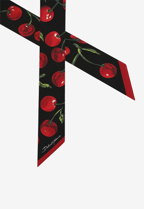 Cherry Print Silk Headscarf