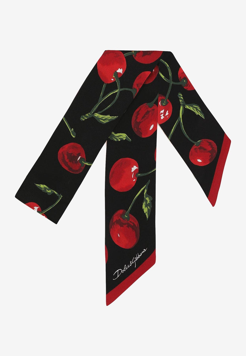 Cherry Print Silk Headscarf